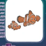 Cute Orange Clownfish Father Son Embroidery Designs - Instant Download
