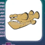 Angry Cartoon Yellow Fish Underwater Embroidery Designs for Kids - Instant Download