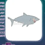 Cute Cartoon Blue Shark Ocean Predator Embroidery Designs - Instant Download