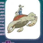 Finding Nemo Crush Squirt Dory riding turtle ocean embroidery designs - Instant Download