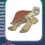Happy cartoon sea turtle marine life embroidery designs - Instant Download