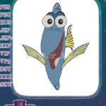 Happy Blue Tang Fish Cartoon Embroidery Designs for Kids - Instant Download