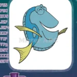 Happy Blue Tang Fish Ocean Character Embroidery Designs - Instant Download