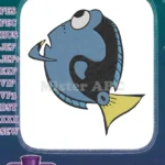 Cute Dory blue tang fish cartoon embroidery designs - Instant Download