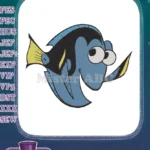 Dory inspired blue tang fish cartoon character embroidery designs - Instant Download
