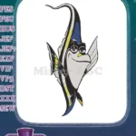 Cartoon Moorish Idol Fish Gill with Glasses embroidery designs - Instant Download