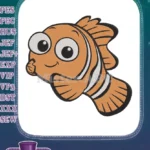 Adorable Orange Clownfish Big Eyes Smiling Embroidery Designs - Instant Download