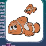 Adorable Orange Clownfish Parent Child Embroidery Designs for Aquatic Enthusiasts - Instant Download