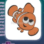 Cute Smiling Orange Clownfish Cartoon Embroidery Designs for Kids - Instant Download