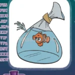 Adorable Clownfish Nemo Trapped in Water Bag Embroidery Designs - Instant Download
