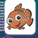 Cute happy orange clownfish cartoon embroidery designs for kids - Instant Download