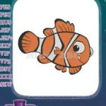 Happy Cartoon Orange Clownfish Embroidery Designs for Aquatic Projects - Instant Download