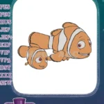 Smiling Marlin and Nemo Clownfish Embroidery Designs - Instant Download