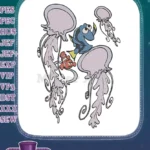 Finding Nemo Dory and Jellyfish underwater adventure embroidery designs - Instant Download