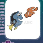 Blue Tang Dory and Clownfish Nemo Disney cartoon embroidery designs - Instant Download