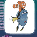 Worried Nemo Riding Tired Dory Clownfish Blue Tang Embroidery Designs - Instant Download