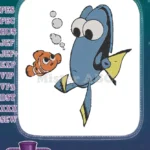 Finding Dory and Nemo cartoon fish embroidery designs with bubbles - Instant Download