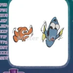 Scared Nemo and Dory cartoon fish character embroidery designs - Instant Download