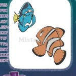 Cute Blue Tang and Clownfish Ocean Friends Embroidery Designs - Instant Download