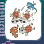 Dory Nemo and cute baby sea turtles embroidery designs - Instant Download