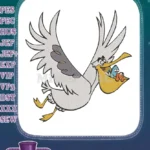 Funny Cartoon Pelican with Fish in Beak Embroidery Designs - Instant Download