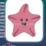 Cute Pink Smiling Starfish Ocean Animal Embroidery Designs - Instant Download