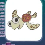 Whimsical smiling sea turtle with flower shell machine embroidery designs - Instant Download