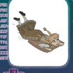 Princess Anna sliding on a wooden sled embroidery designs - Instant Download