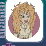 Happy Blonde Messy Hair Cartoon Girl Embroidery Designs - Instant Download