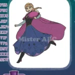 Disney Frozen Anna Princess blue dress pink cape embroidery designs - Instant Download