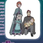 Queen Iduna King Agnarr young Elsa Anna family portrait embroidery designs - Instant Download