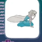 Princess Elsa Frozen distressed kneeling pose embroidery designs - Instant Download