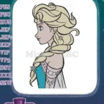 Elsa Frozen Princess Blonde Braided Hair Side Profile Embroidery Designs - Instant Download