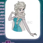 Elegant Elsa Frozen Ice Queen Blonde Braid Embroidery Designs - Instant Download