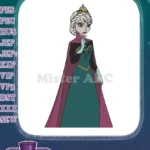 Elegant Frozen Elsa Queen blonde braid cape embroidery designs - Instant Download