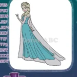 Elegant Elsa Frozen princess blue dress embroidery designs - Instant Download