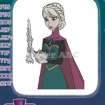 Frozen Elsa Sad Coronation Candle Crown Embroidery Designs - Instant Download