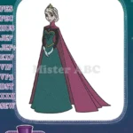 Frozen Princess Elsa Teal Dress Purple Cape embroidery designs - Instant Download