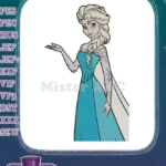 Disney Frozen Elsa Queen blonde hair elegant blue dress embroidery designs - Instant Download