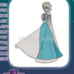 Disney's Frozen Elsa princess blue dress cape elegant embroidery designs - Instant Download