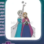 Frozen Elsa and Anna sisters magic snowflakes embroidery designs - Instant Download