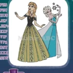 Frozen Anna and Elsa sisters magical snowflakes embroidery designs - Instant Download