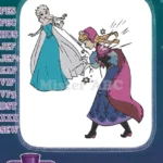 Disney Frozen Elsa casting ice spell on Anna embroidery designs - Instant Download