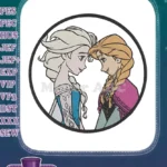 Disney Frozen sisters Elsa Anna facing embroidery designs - Instant Download