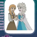 Smiling Disney Frozen Anna and Elsa sisters embroidery designs - Instant Download