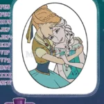 Disney Frozen Princesses Anna Elsa Hugging Friendship Embroidery Designs - Instant Download