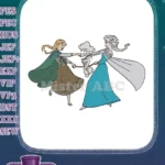 Disney Frozen Sisters Anna Elsa Olaf Dancing Happy Embroidery Designs - Instant Download