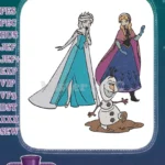Frozen characters Elsa Anna Olaf melting puddle embroidery designs - Instant Download