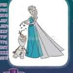 Magical Elsa and Olaf Creating Snowflakes Disney Embroidery Designs - Instant Download