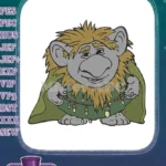 Smiling Mythical Troll Creature with Shaggy Hair Embroidery Designs - Instant Download